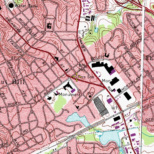 Topographic Map of Petersburg Fire Rescue and Emergency Services Station 4, VA