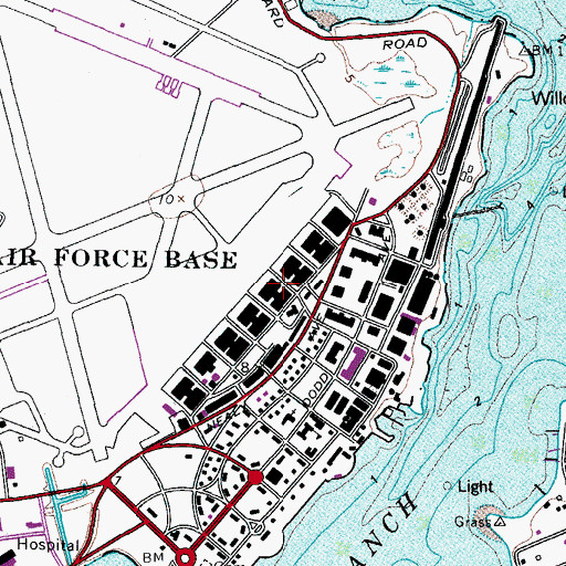 Topographic Map of Langley Air Force Base Hangar Emergency Medical Services, VA