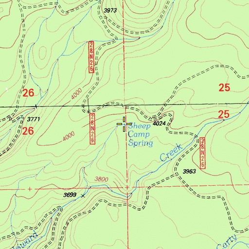 Topographic Map of Sheep Camp Spring, CA