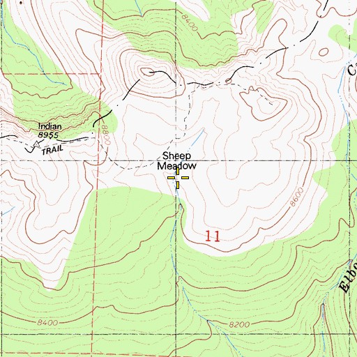 Topographic Map of Sheep Meadow, CA