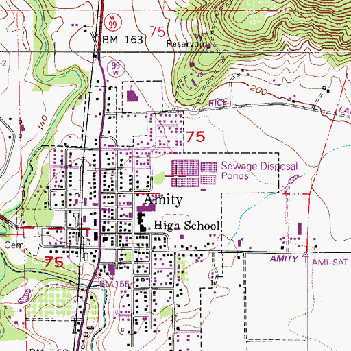 Topographic Map of Amity Sewage Treatment Plant, OR