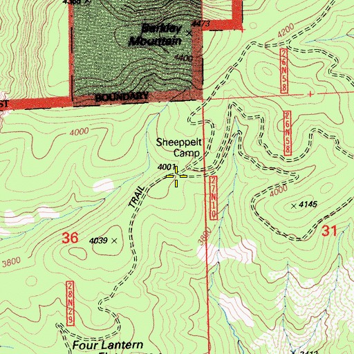 Topographic Map of Sheep Pelt Camp (historical), CA