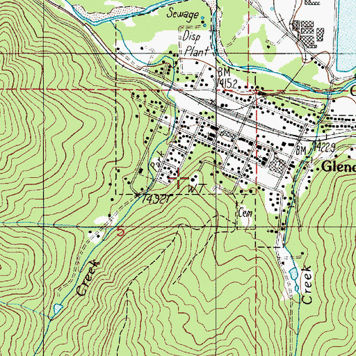 Topographic Map of Glendale Water Treatment Plant, OR