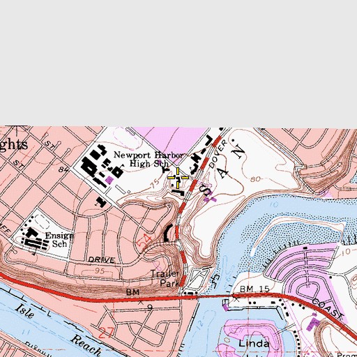 Topographic Map of Newport Bay Hospital, CA