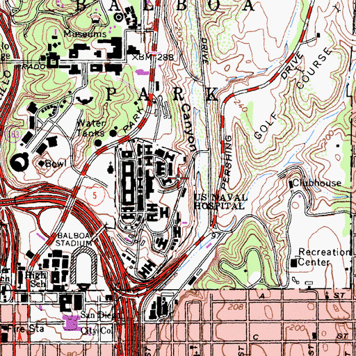 Topographic Map of Naval Medical Center San Diego, CA
