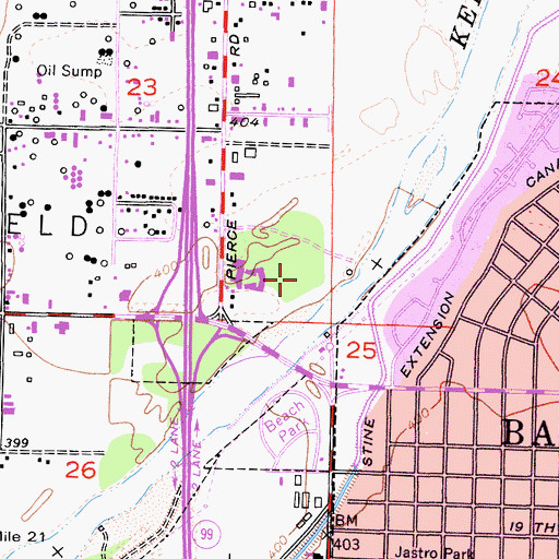 Topographic Map of Bakersfield Heart Hospital, CA
