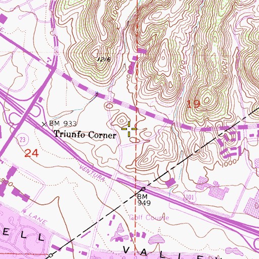 Topographic Map of Los Robles Hospital and Medical Center, CA