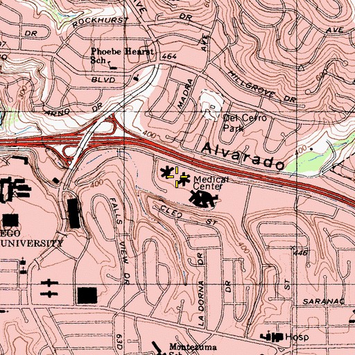 Topographic Map of University of California San Diego Medical Center Child and Adolescent Psychotherapy, CA