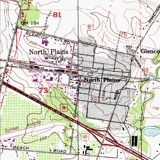 Topographic Map of North Plains City Hall, OR