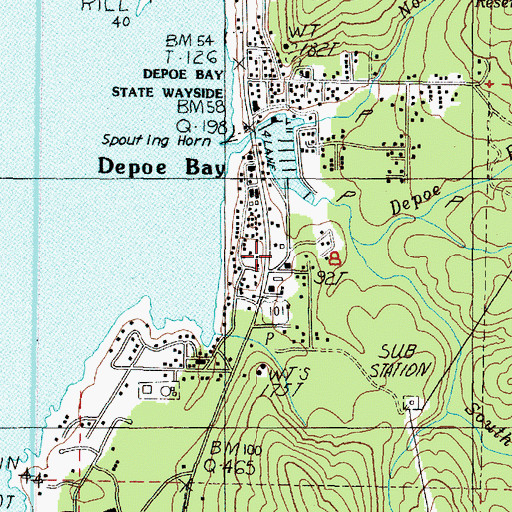Topographic Map of Depoe Bay City Hall, OR