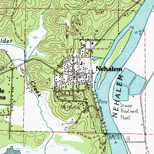 Topographic Map of Nehalem Public Works, OR