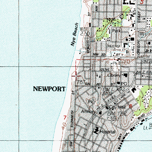 Topographic Map of Newport Performing Arts Center Alice Silverman Theatre, OR