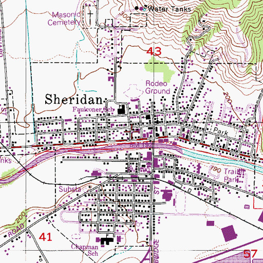 Topographic Map of Sheridan Public Library, OR