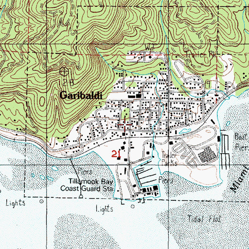 Topographic Map of Garibaldi City Hall, OR