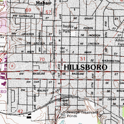 Topographic Map of Hillsboro Actors Repertory Theatre, OR
