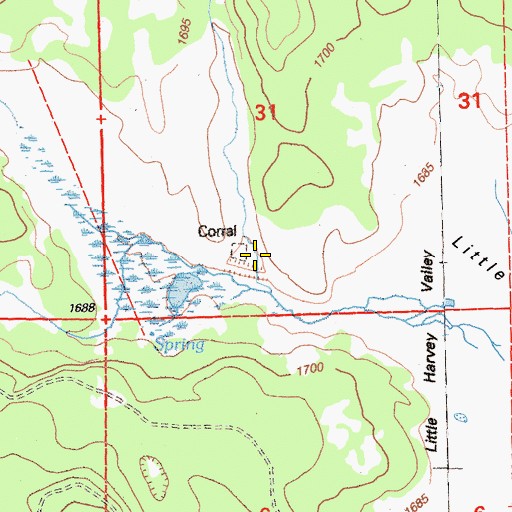Topographic Map of Shoestring Draw, CA