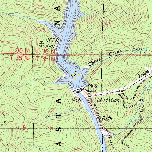 Topographic Map of Short Creek, CA