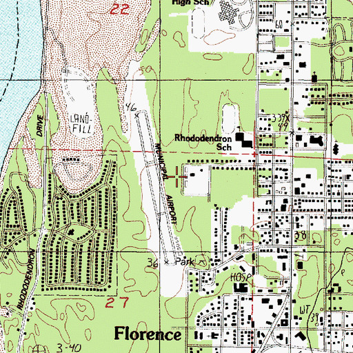 Topographic Map of Lane County Public Works Shop Zone 5, OR