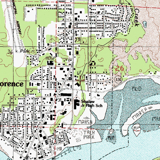 Topographic Map of Florence Public Works Shop, OR