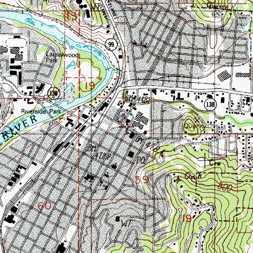 Topographic Map of Douglas County Justice Building, OR