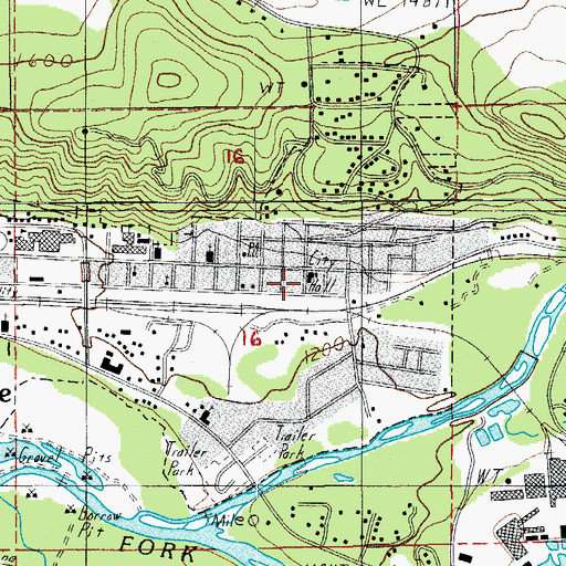Topographic Map of Oakridge City Hall, OR