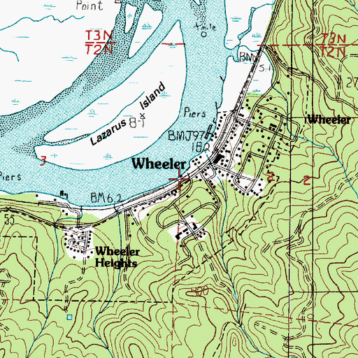 Topographic Map of Wheeler City Hall, OR