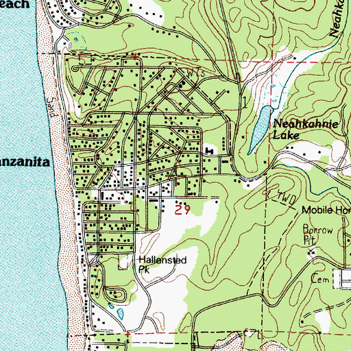 Topographic Map of Manzanita Branch Library, OR