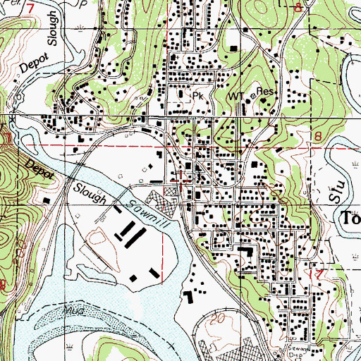 Topographic Map of Toledo City Hall, OR