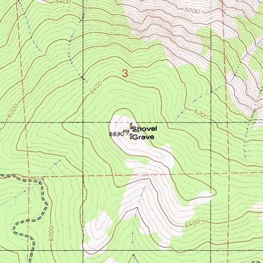 Topographic Map of Shovel Grave, CA