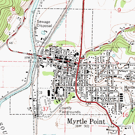 Topographic Map of Coos County Logging Museum, OR