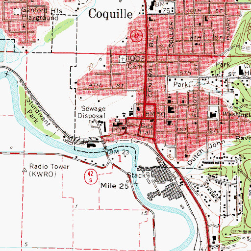 Topographic Map of Coquile Museum, OR