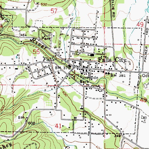 Topographic Map of Falls City Public Works, OR
