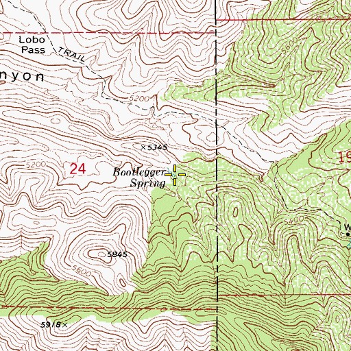 Topographic Map of Bootlegger Spring, AZ