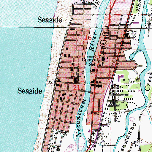 Topographic Map of Seaside Civic and Convention Center, OR