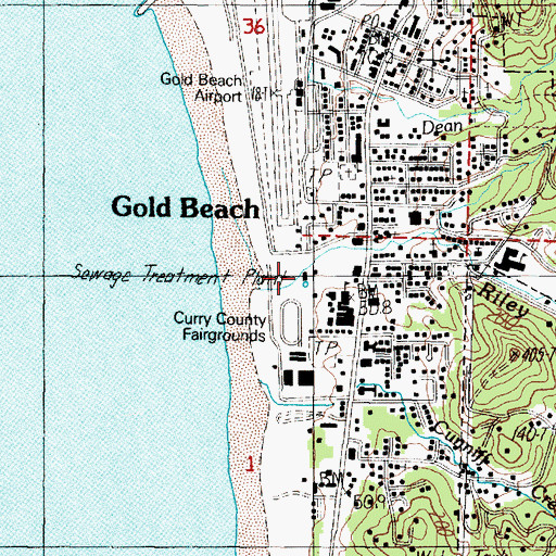 Topographic Map of Gold Beach Public Works, OR