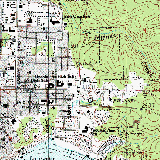 Topographic Map of Lincoln County Public Works, OR