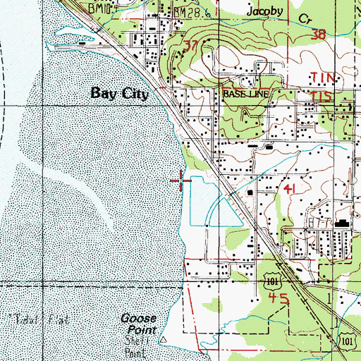 Topographic Map of Bay City Public Works, OR