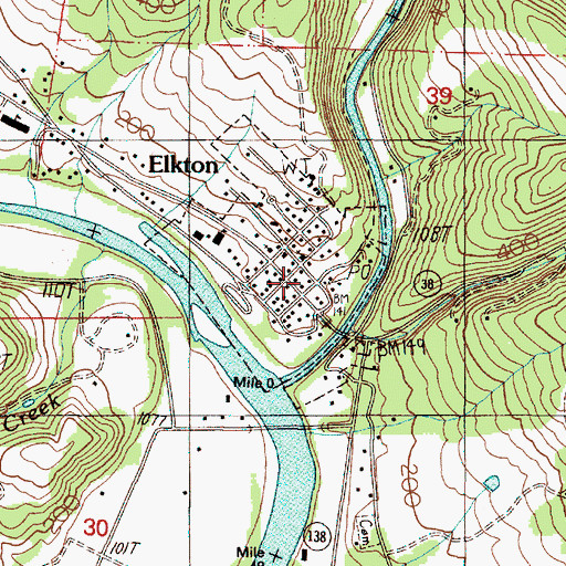 Topographic Map of Elkton Public Works, OR