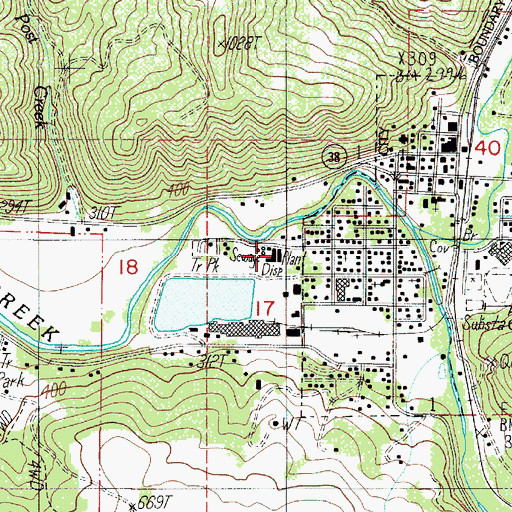 Topographic Map of Drain Public Works, OR