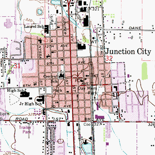 Topographic Map of Junction City Public Library, OR