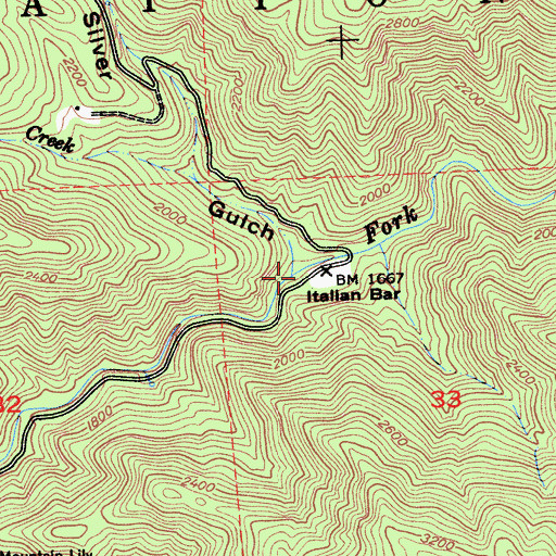 Topographic Map of Silver Gulch, CA