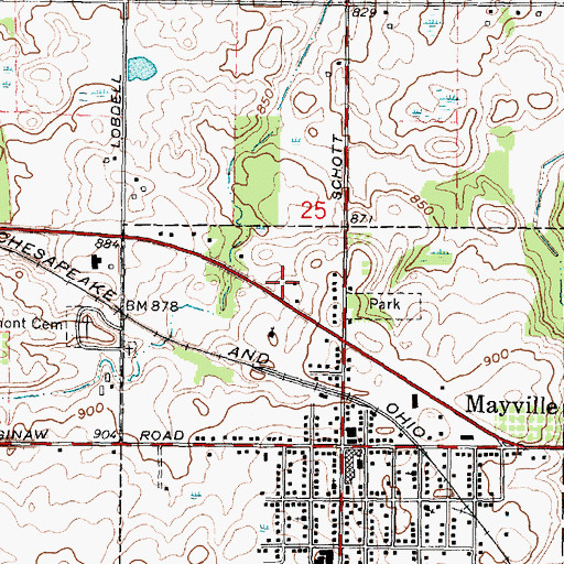 Topographic Map of Mayville Area Ambulance Service, MI