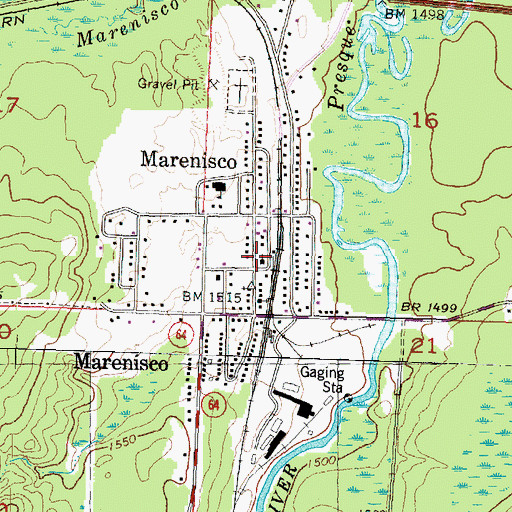 Topographic Map of Marenisco Ambulance Service, MI