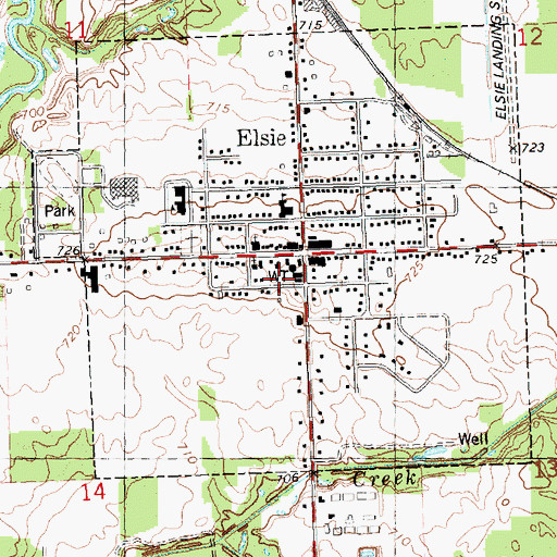 Topographic Map of Elsie Area Ambulance Service, MI