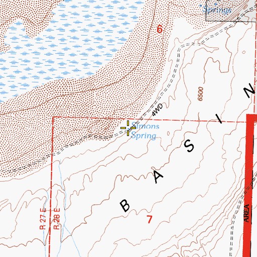 Topographic Map of Simons Spring, CA