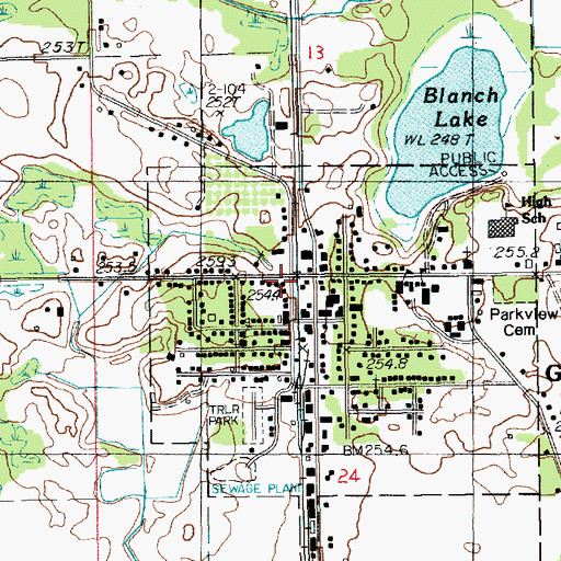 Topographic Map of Life Emergency Medical Station Grant Station, MI