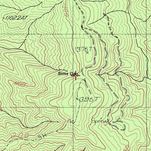 Topographic Map of Sims Gap, CA
