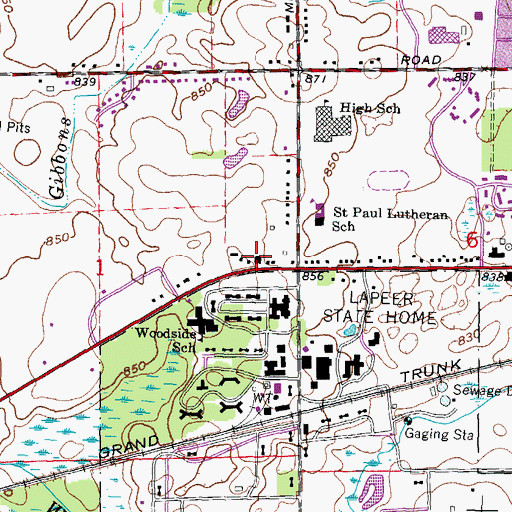 Topographic Map of Lapeer County Emergency Medical Services Station 4 Headquarters, MI