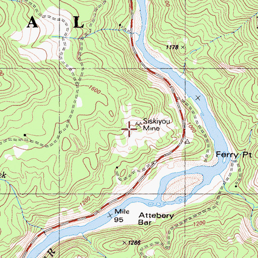 Topographic Map of Siskiyou Mine, CA