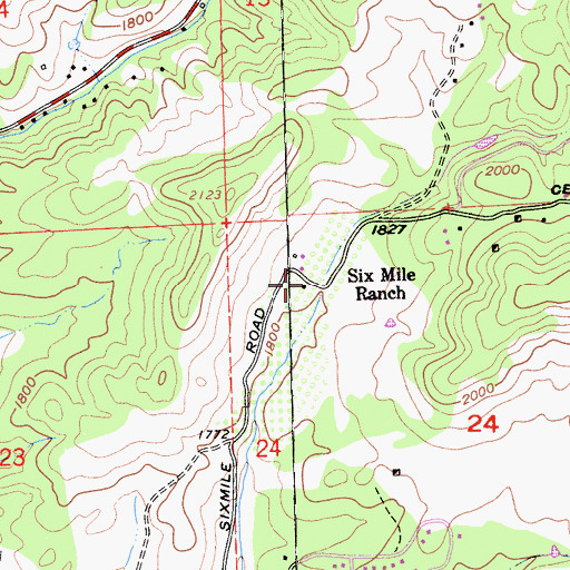 Topographic Map of Six Mile Ranch, CA